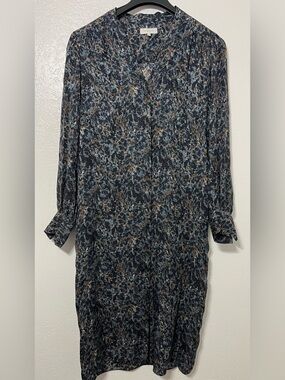Lafayette 148 Silk Abstract Print Shirt Dress S No Belt